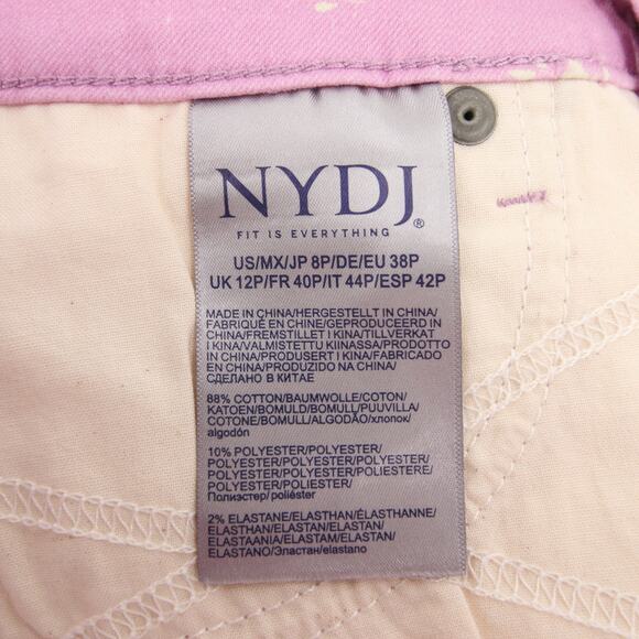 NYDJ Shorts Purple White Floral Pattern Ella Sideseam Slits Bermuda Size 8P - Picture 13 of 15